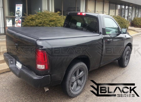 Black Series Soft Tri-Fold Tonneau Cover for Dodge Ram 1500/2500/3500 8ft (2002-2022). Available online only.