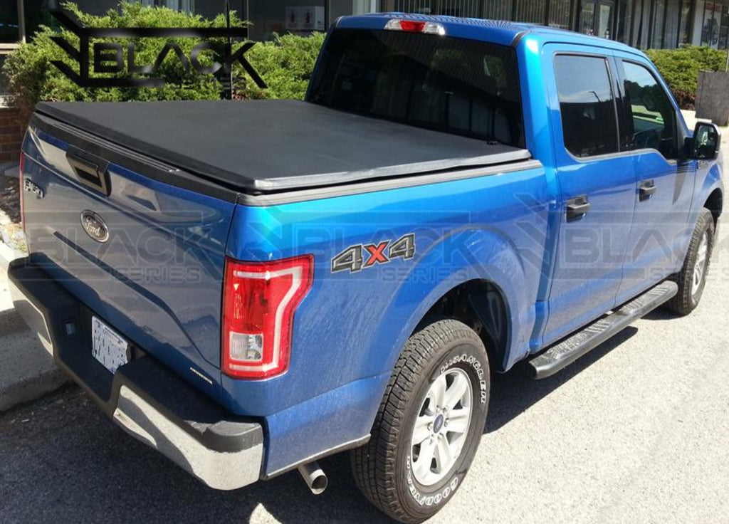 Black Series Soft Tri-Fold Tonneau Cover for Ford F-150 5.5ft (2004-2022). Available online only