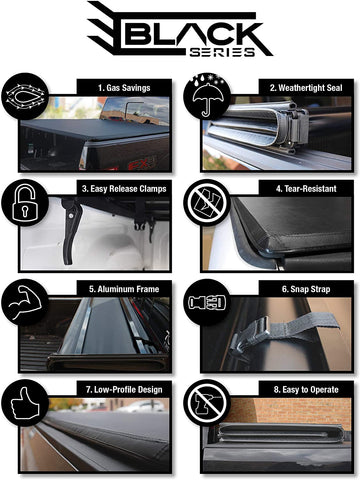 Black Series Soft Tri-Fold Tonneau Cover for RAM 6.4ft (2002-2022). Available Online Only